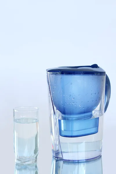 Water filter on a light blue background