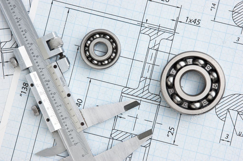 Technical drawing and bearing — Stock Photo © Observer 5316786