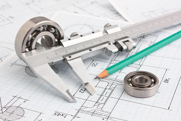 Technical drawing and bearing — Stock Photo #5326419