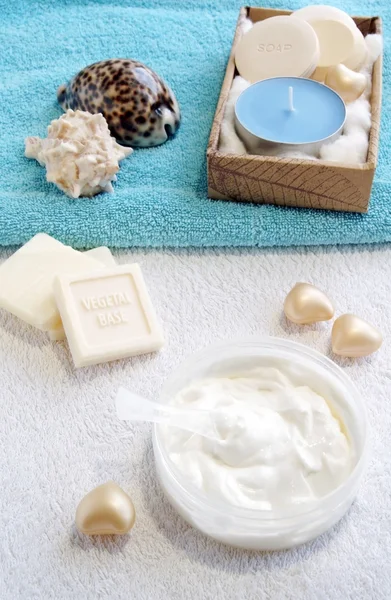 Natural cream-scrab for face and body care treatment