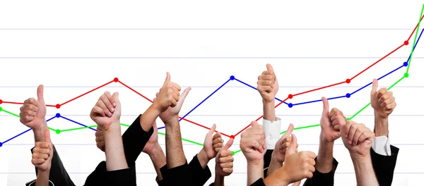 Business with Thumbs Up Against Financial Growth Chart