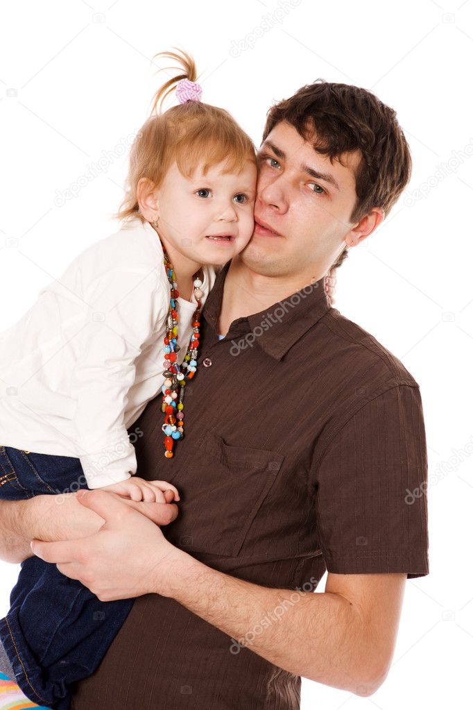 Father daughter portrait. Portrait of a father holding his 