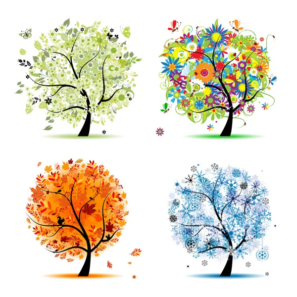 Four seasons - spring, summer, autumn, winter. Art tree beautiful for your