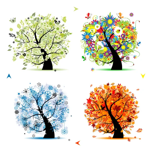 Four seasons - spring, summer, autumn, winter. Art tree beautiful for your