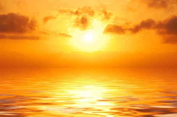 Orange sunset in sea