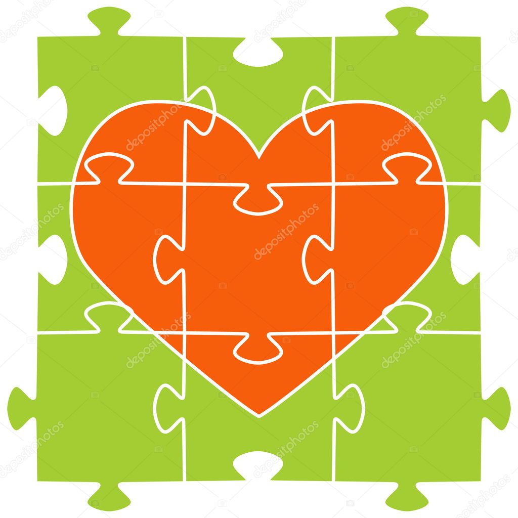 The Orange Heart Collected From Puzzles — Stock Vector © Inna Af #4607646