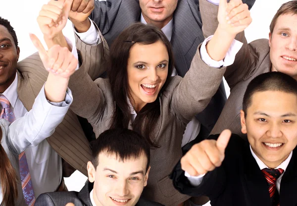 Top view of business with their hands together in a circle — Stock Photo #5350937