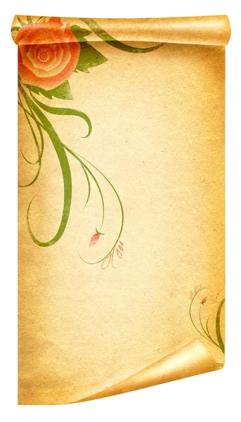 Floral vintagel background.Old paper scroll