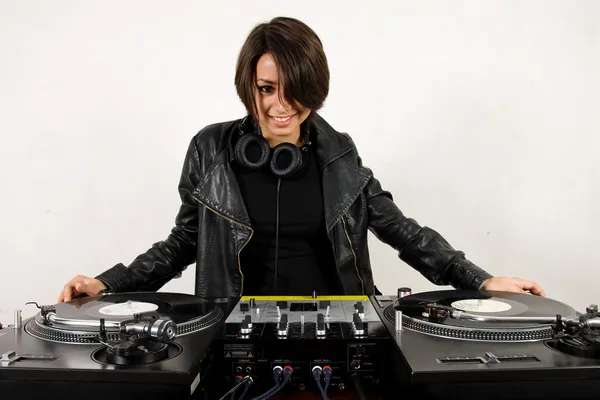 Female DJ at the turntables