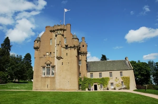 Medieval Scottish castle in bright summer day