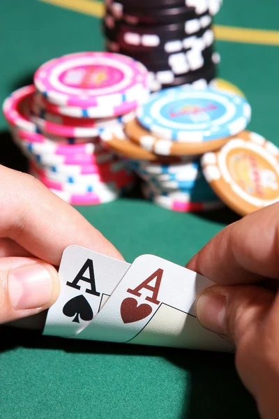 Pair of aces in poker game