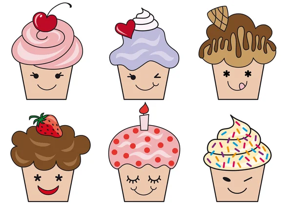Cute cupcake faces vector by beaubelle Stock Vector Editorial Use Only