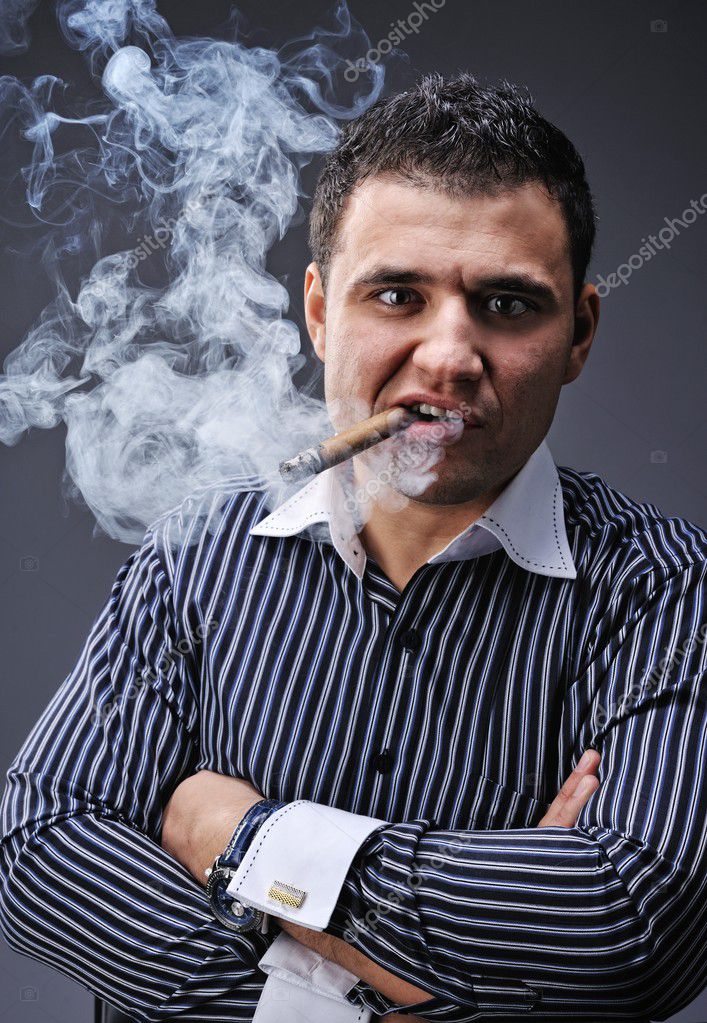 Portrait Of A Man Smoking Cigar Stock Photo Nejron 5311200