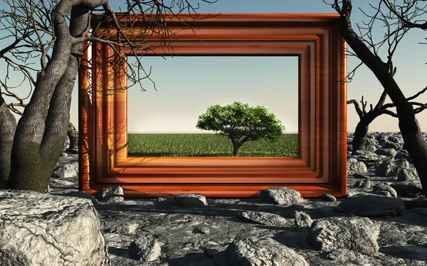 Frame with green tree