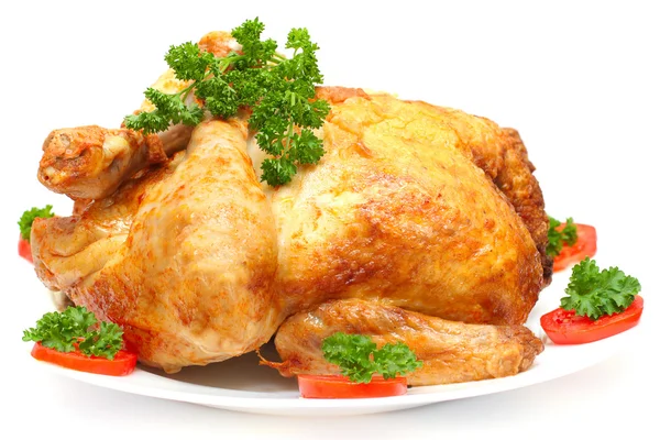 Baked Holiday Turkey with garnish isolated over white