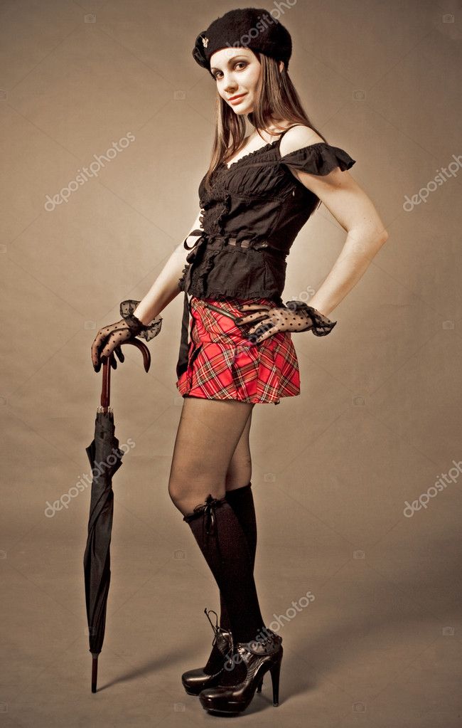 Gothic girl with umbrella