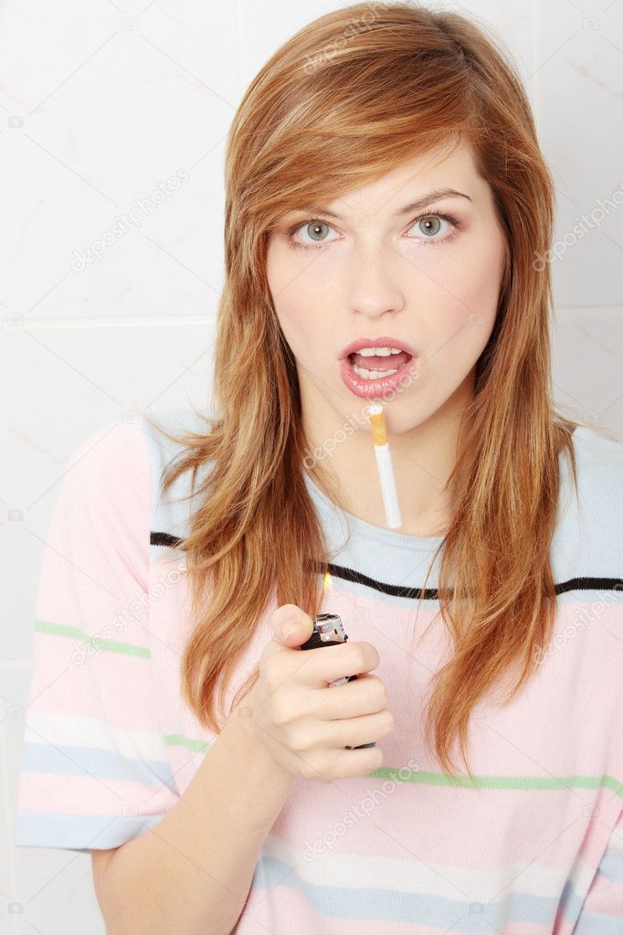 Teen girl caught on smoking in bathroom