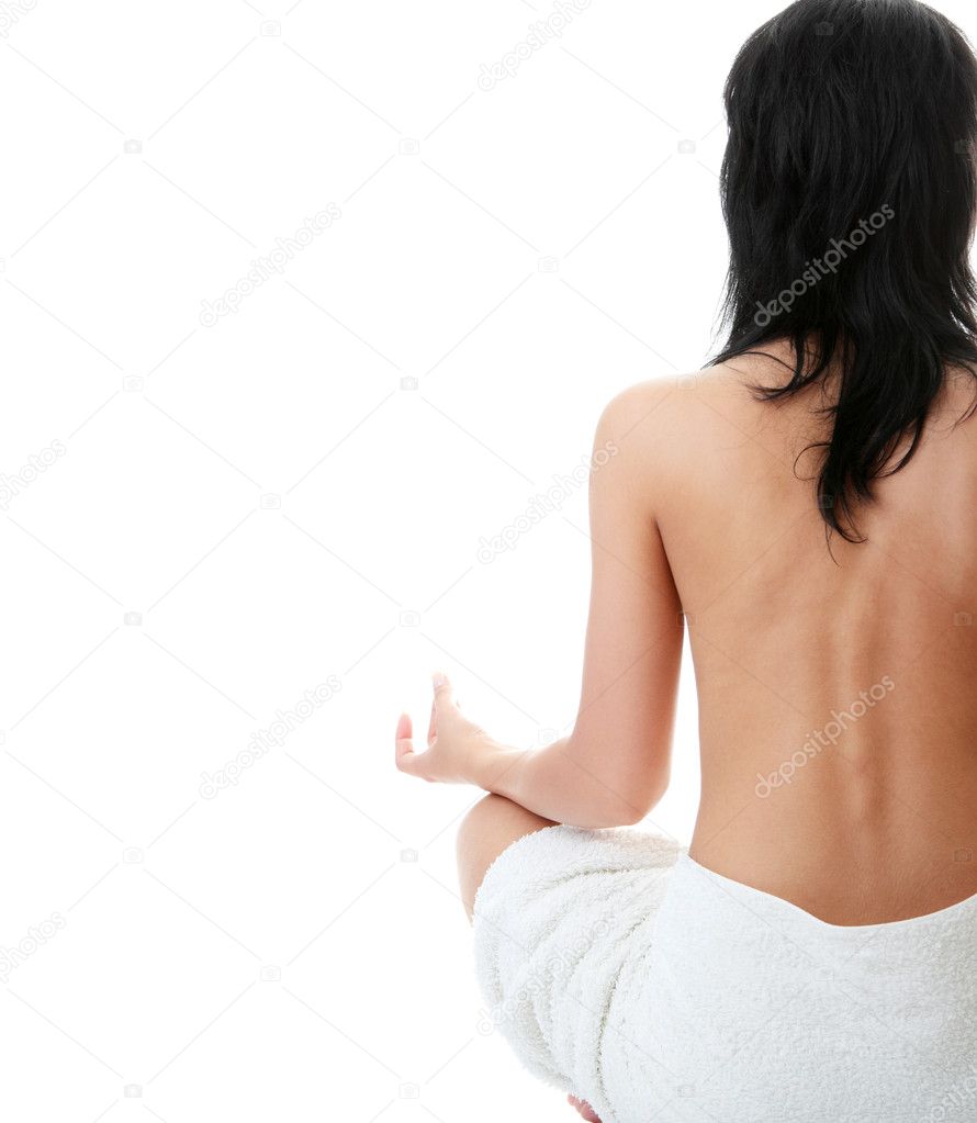 Back of a nude beautiful woman meditating - yoga concepy - isolated on white ... depositphotos 4834035 Back of a nude beautiful woman meditating Xxx Women | PornZ DDL Free Sex Downloads