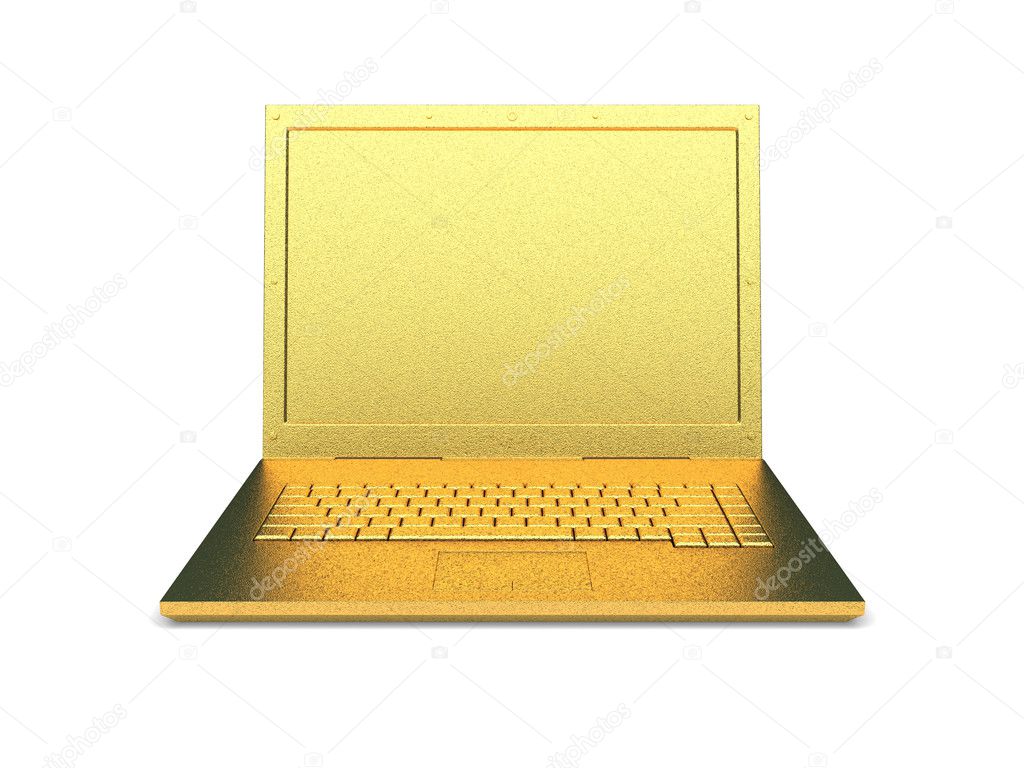 Isolated golden laptop — Stock Photo © icetray 4105131