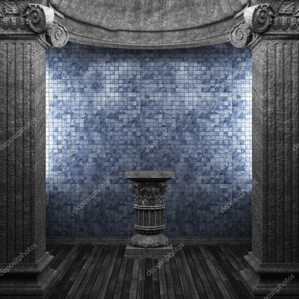 Colonne in pietra, piedistallo e piastrelle muro — foto stock ... Parete in pietra e piastrelle?