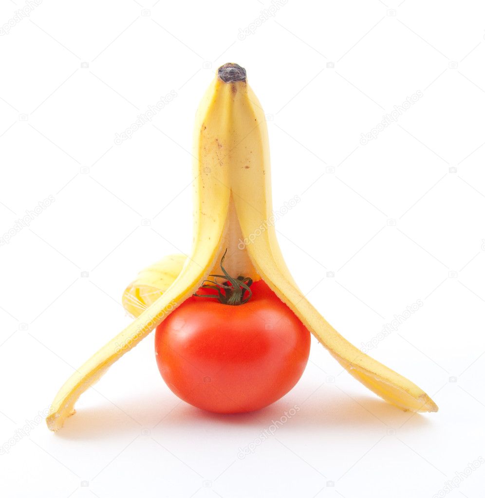 Banana and tomato — Stock Photo © AndreyKlepikov 4096404