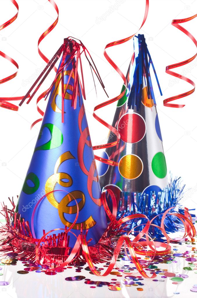 Party hats, streamers and confetti — Stock Photo © fotoksa 4423196