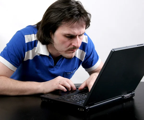 Man work with laptop