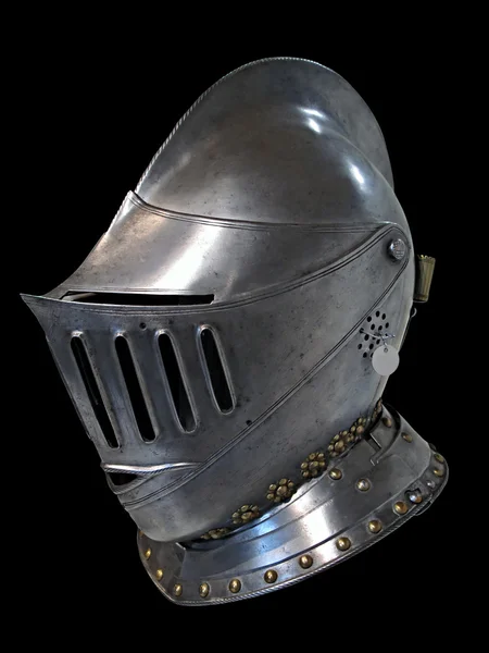 Knights helmet isolated on black