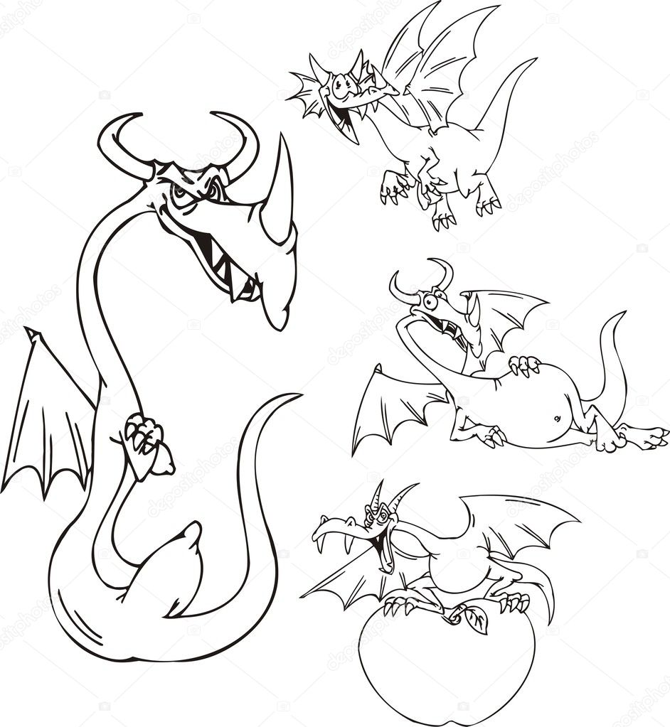 Dragons eps vector sign clipart volume 2