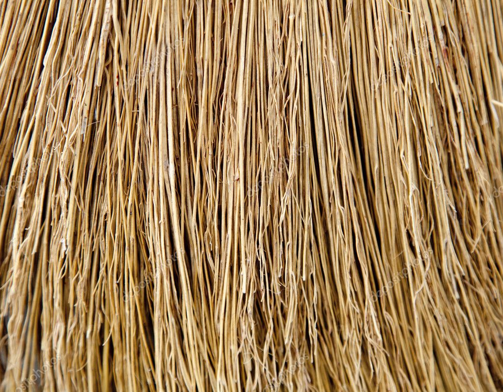 Closeup view at broom bristle. Background photo. — Stock Photo
