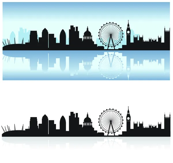 london skyline vector. London skyline and reflection