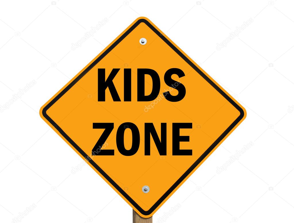 Kids zone warning sign isolated — Stock Photo © dcwcreations 5354148