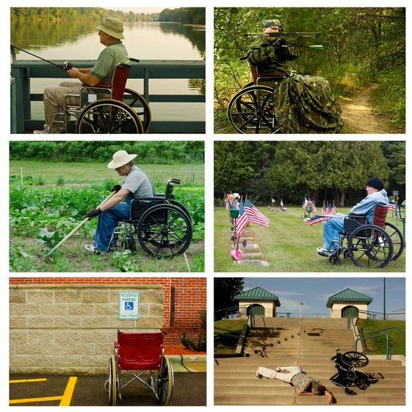 Handicappd man in various situations