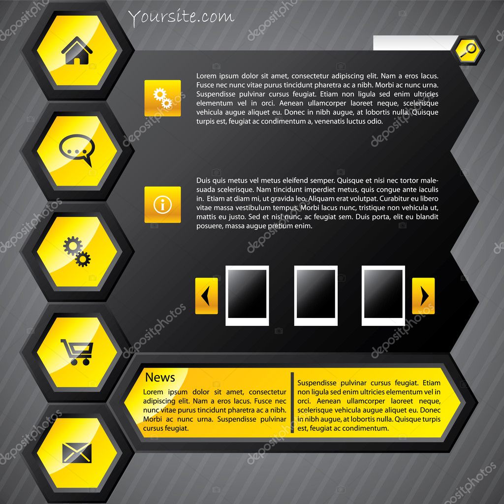 Yellow Html Templates Hexa yellow web template â Stock Vector © vipervxw #4120200