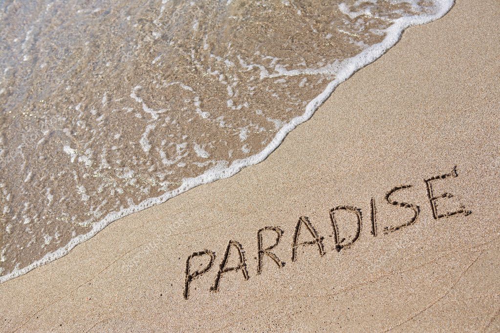 Paradise Written On The Sand — Stock Photo © Laskvv 5105361