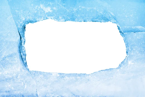 Empty frame of blue ice