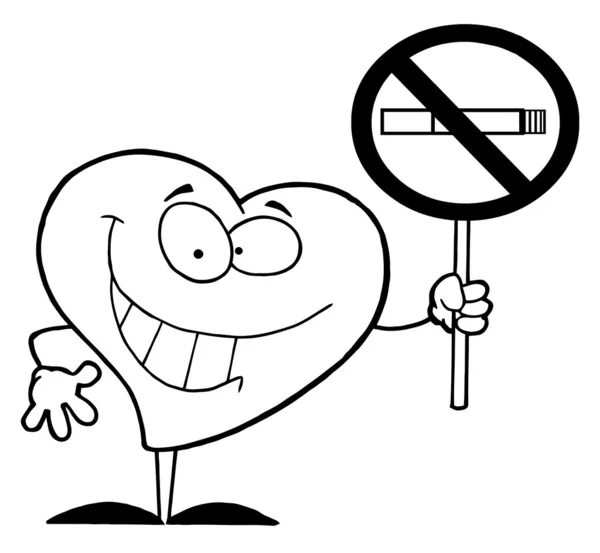 Outlined Heart Holding A No Smoking Sign