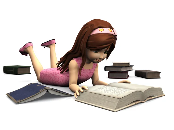 cartoon girl reading book. Cute cartoon girl reading book