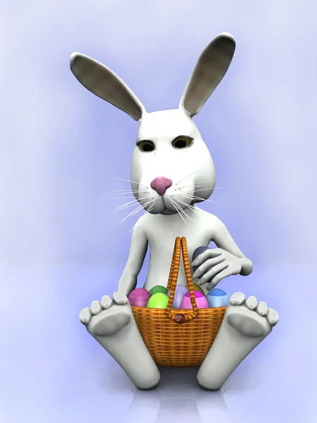 easter eggs in basket cartoon. Cartoon easter bunny with a asket with eggs