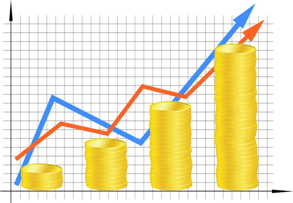 Financial graph with coins. Vector.