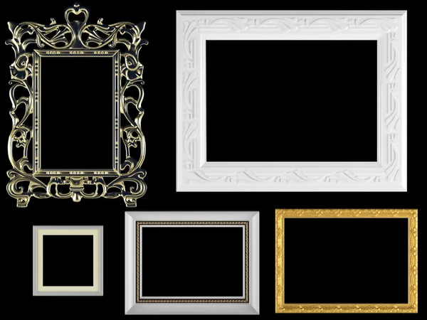 Empty wall picture frames, isolated