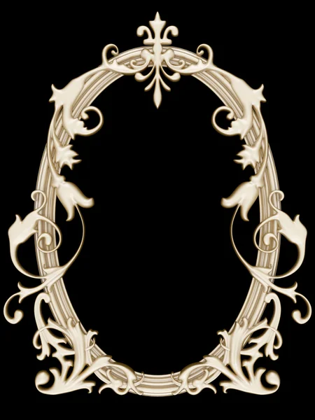 Gold ornamented picture round frame isolated