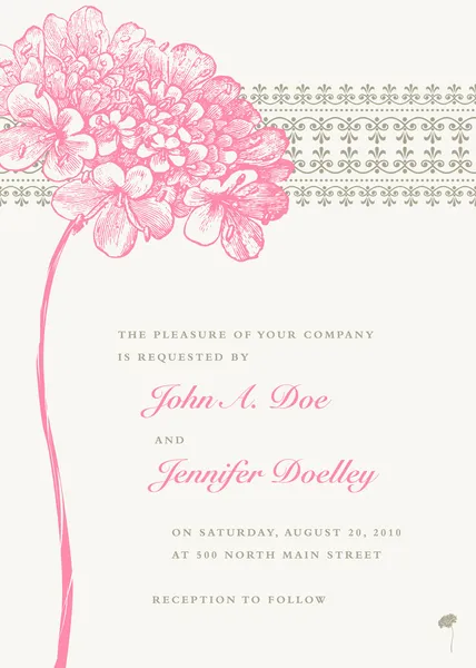 Vector Pink Flower Wedding Frame and Background