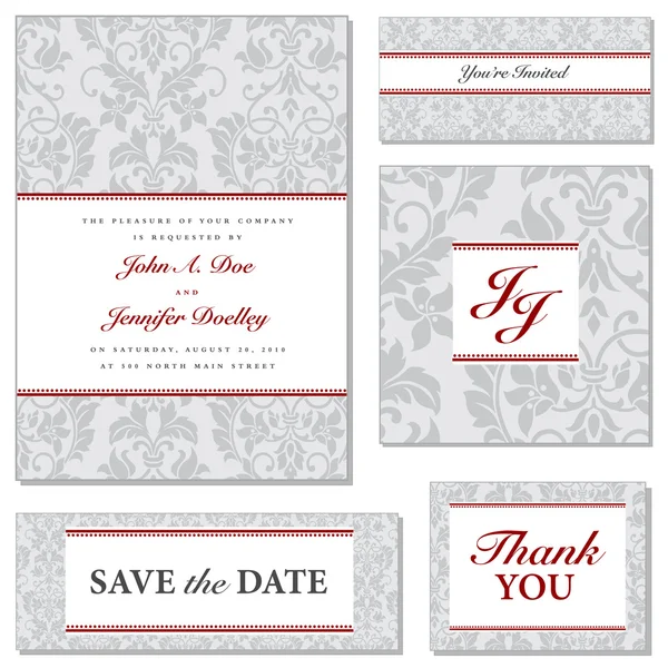 Vector Ornate Wedding Frame Set with Red Accents by Nathan Stitt Stock 