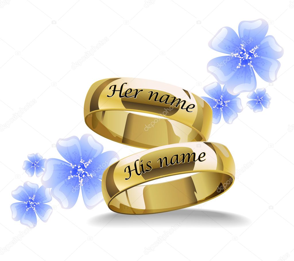 Wedding Rings   on Two Wedding Rings For Him And For Her With Flowers