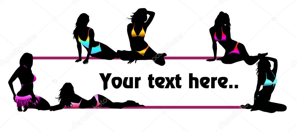 Bikini Woman Silhouette Baner Stock Vector Smotrivnebo 4273179