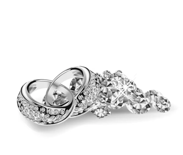 Silver vector wedding rings on diamonds by Stock 