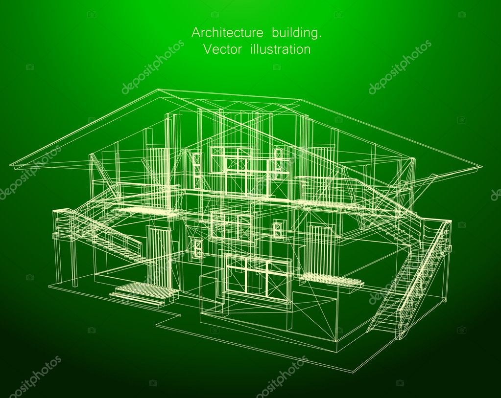 Architecture Blueprint Of A Green House Stock Vector Emaria 4357496