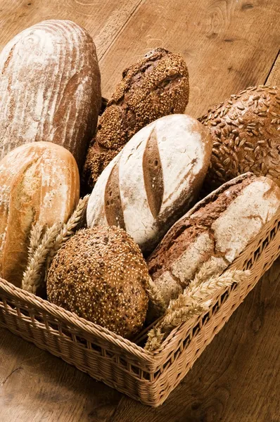 Various types of brown bread