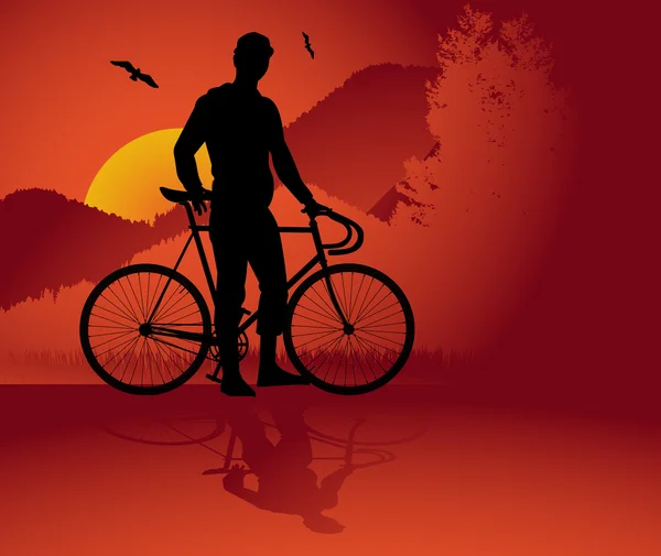bike rider silhouette. Fixed gear icycle rider